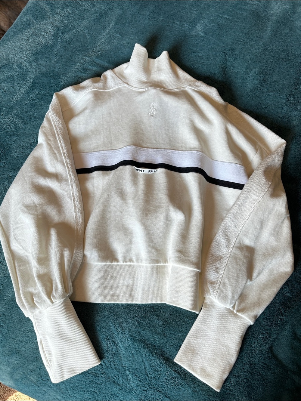 FP Movement by Free People Cream Zip Hoodie with Logo Drawstrings - Picture 3 of 6